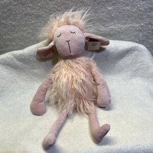 Idea Nuova Hearts & Stars Mongolian Doll Peach Sleeping Dog Shaggy Faux Fur